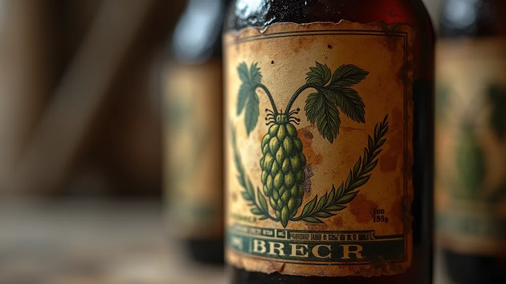 Faded antique beer bottle label