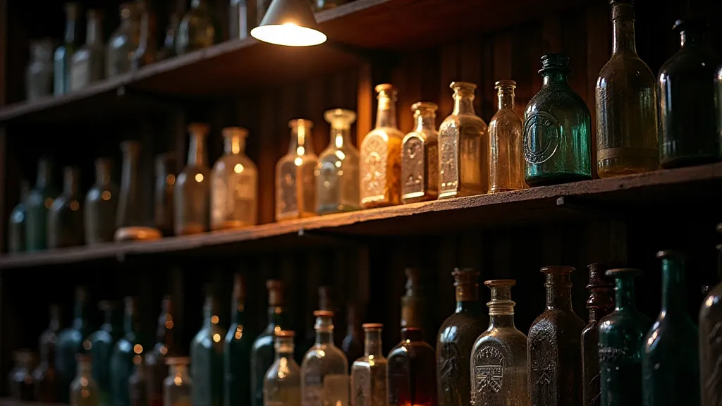 Collection of antique glass bottles