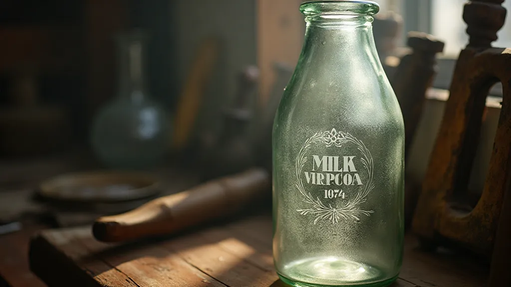 Antique bottle with etched floral design