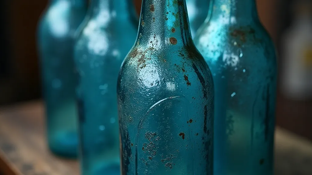 Antique cobalt blue bottle with air bubbles