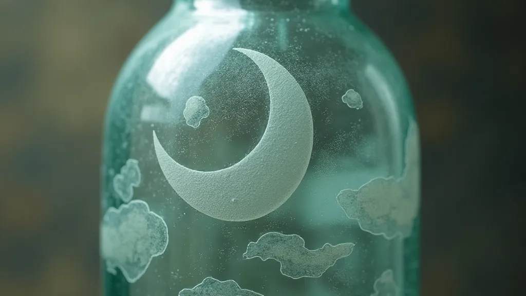 Antique bottle with an etched crescent moon