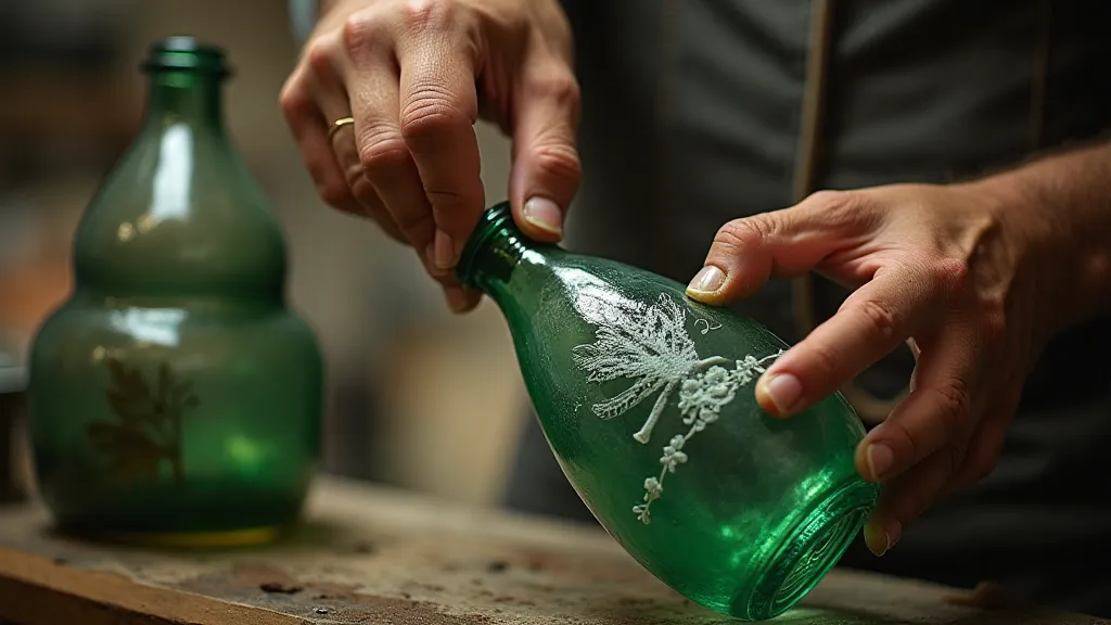 Craftsman applying etching cream