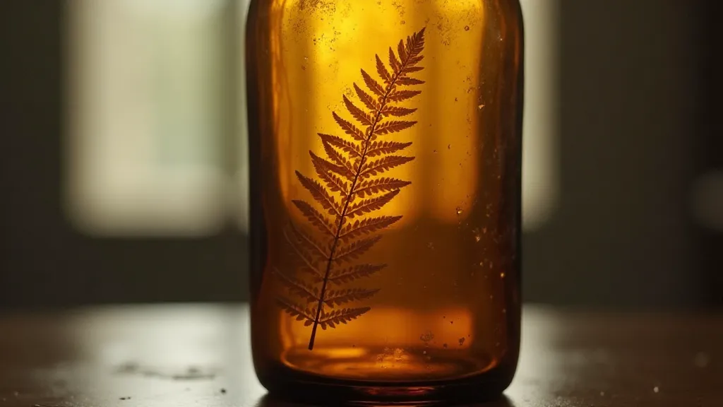 Antique bottle with fern etching