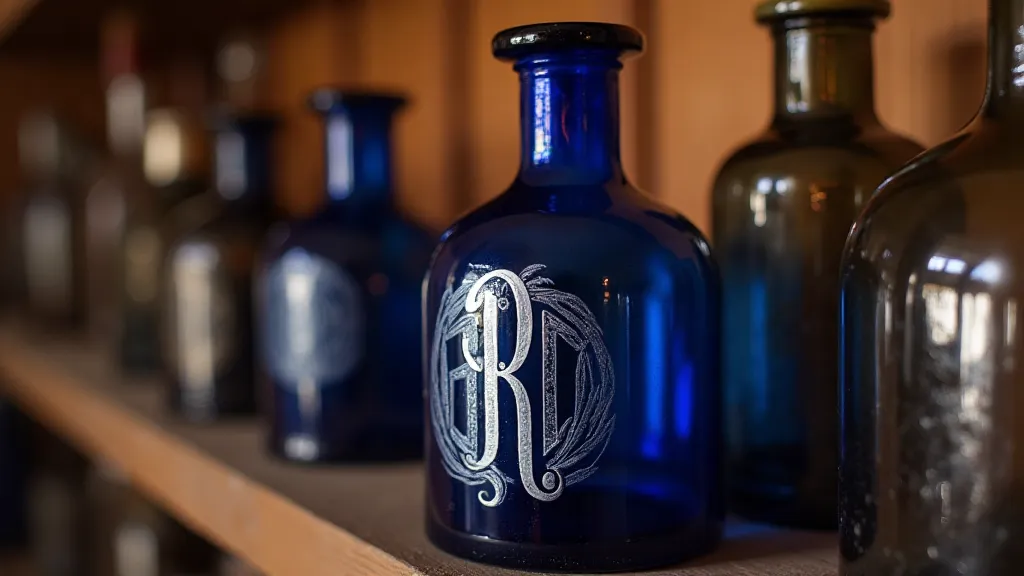 Finished etched bottle with monogram