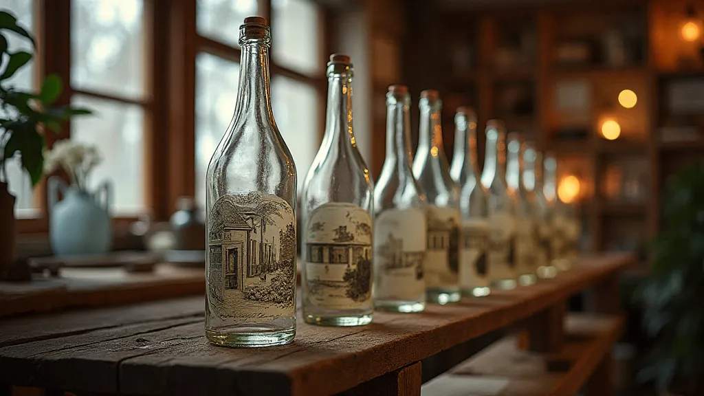 Display of finished etched bottles